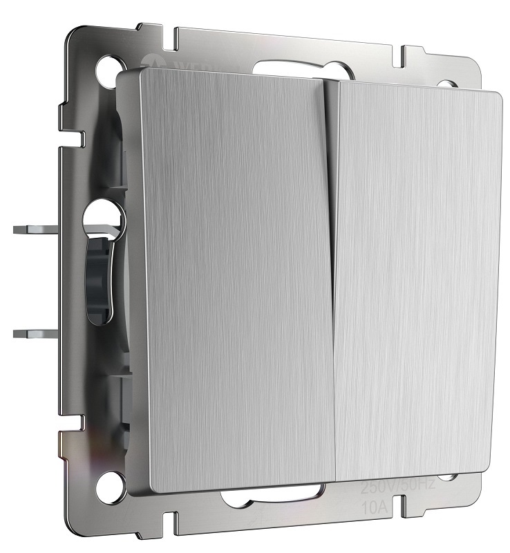 Выключатель без рамки Werkel 2-кл. серебряный рифленый фото Выключатель без рамки Werkel 2-кл. серебряный рифленый картинка